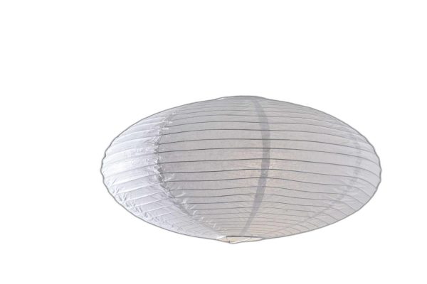 Paper Lantern Floor Lamp Brushed Steel Metal Crescent Arm - Image 4