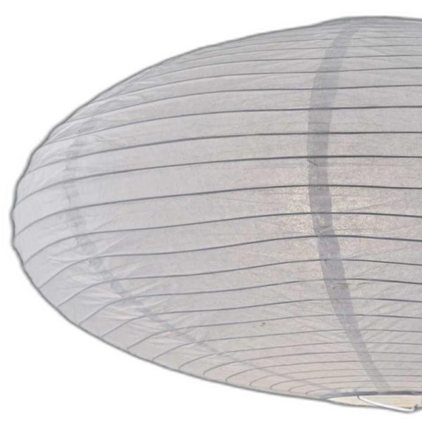 Paper Lantern Floor Lamp Brushed Steel Metal Crescent Arm - Image 5