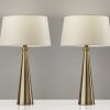 Set of 2 Contemporary Tapered Brass Metal Table Lamps - Image 2