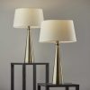 Set of 2 Contemporary Tapered Brass Metal Table Lamps - Image 3