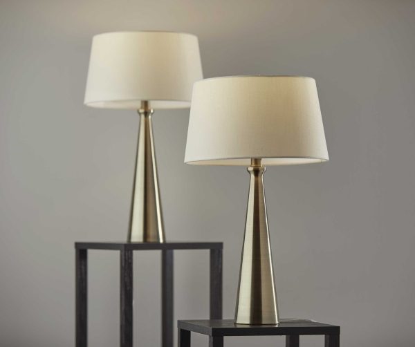 Set of 2 Contemporary Tapered Brass Metal Table Lamps - Image 3