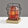 Himalayan Salt Table Lamp With Black Wire Basket - Image 3