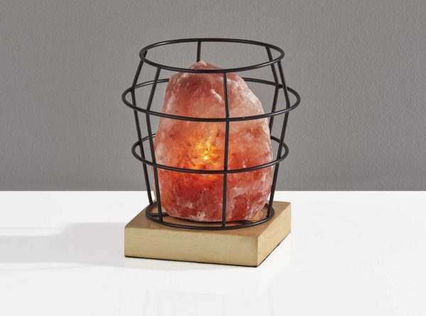Himalayan Salt Table Lamp With Black Wire Basket - Image 3
