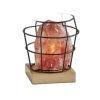 Himalayan Salt Table Lamp With Black Wire Basket - Image 4