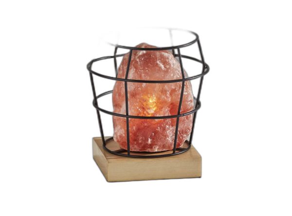 Himalayan Salt Table Lamp With Black Wire Basket - Image 4