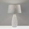 Set of 2 White Ceramic Geometric Base Table Lamp
