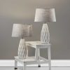 Set of 2 White Ceramic Geometric Base Table Lamp - Image 3