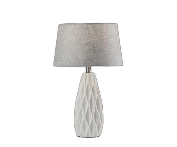 Set of 2 White Ceramic Geometric Base Table Lamp - Image 4