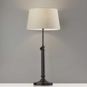 Set of 2 Black Metal Adjustable Height Table Lamp