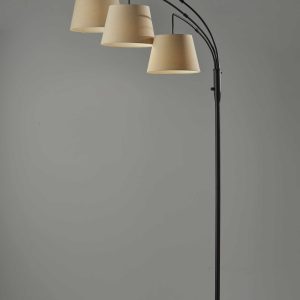 Three Light Adjustable Arm Dark Bronze Floor Lamp