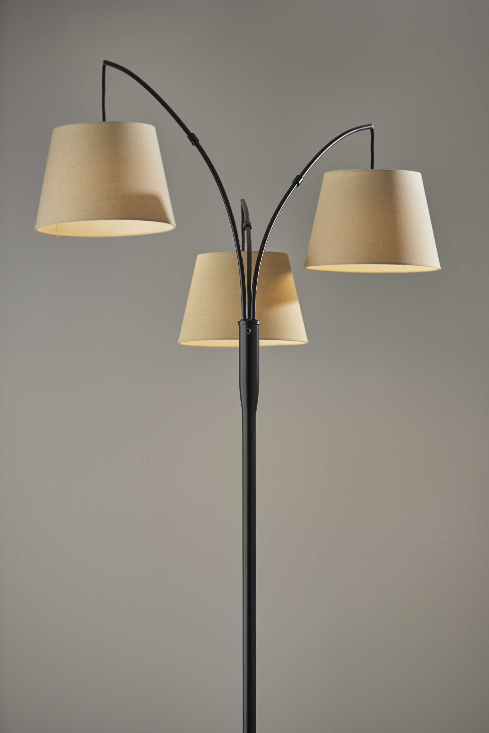 Three Light Adjustable Arm Dark Bronze Floor Lamp - Image 3
