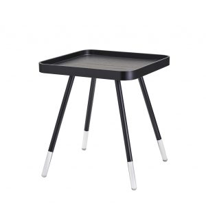Contemporary Black Wood Grain Tray Top Side End Table