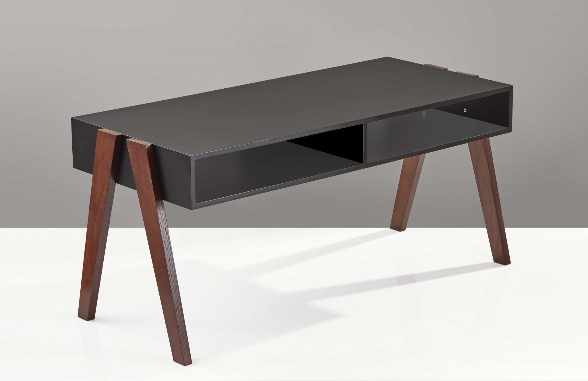 Modern Retro Black and Walnut Finish Coffee Table - Image 2