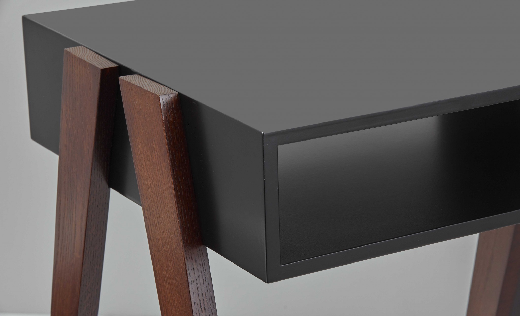 Modern Retro Black and Walnut Finish Coffee Table - Image 3
