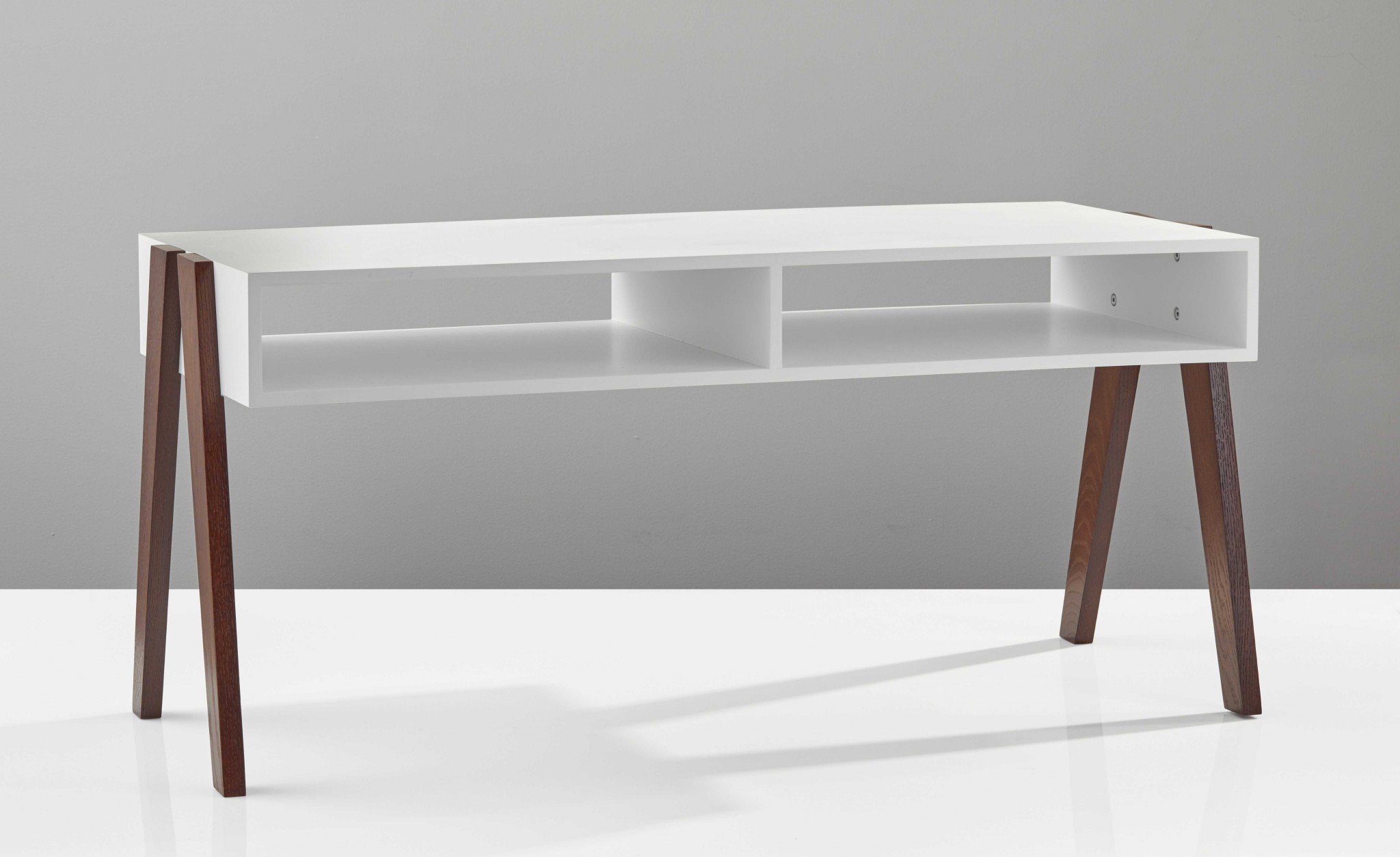 Modern Retro White and Walnut Finish Coffee Table - Image 2