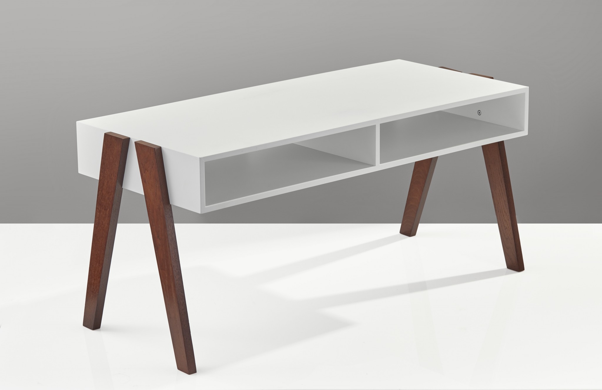 Modern Retro White and Walnut Finish Coffee Table - Image 3