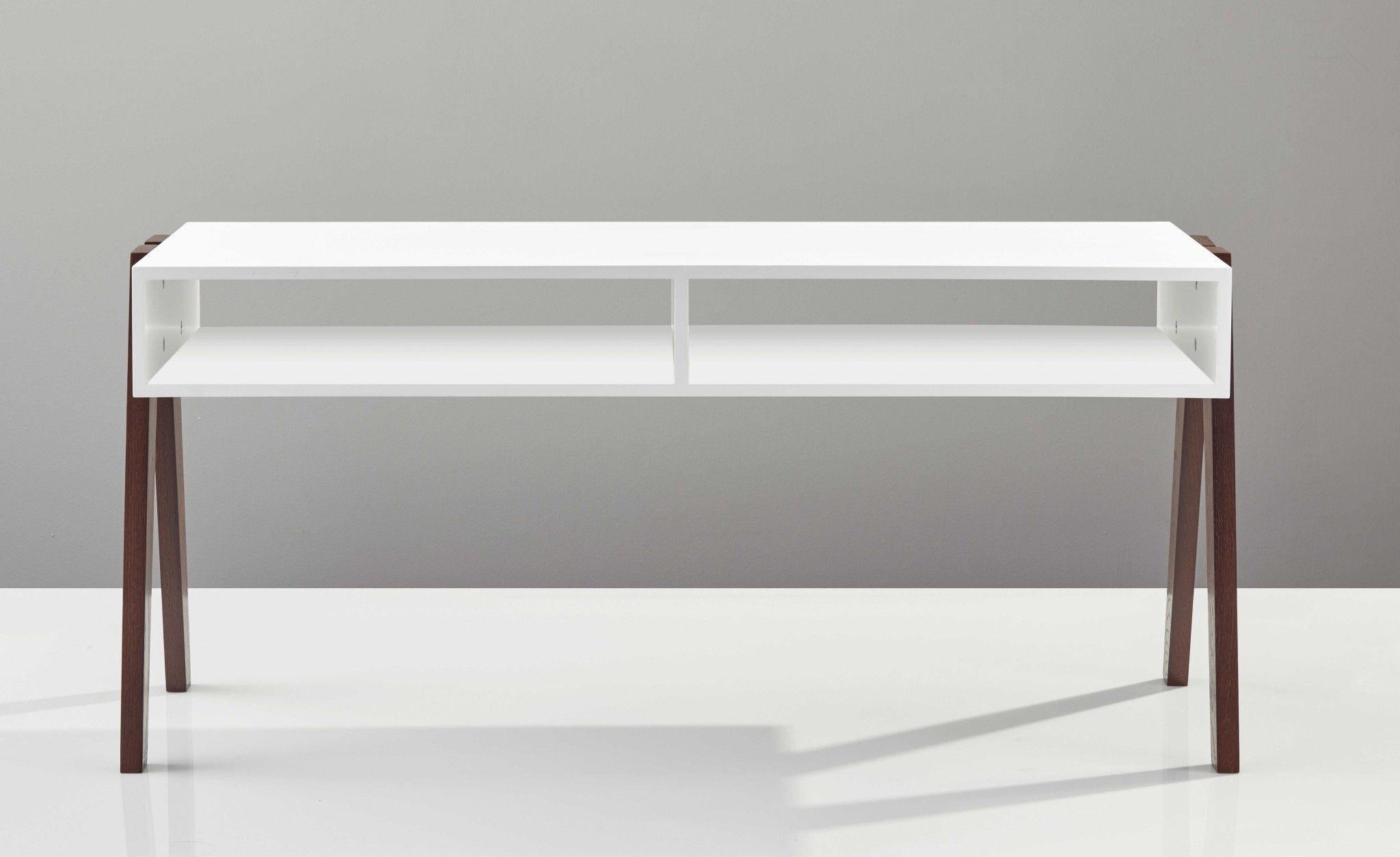 Modern Retro White and Walnut Finish Coffee Table - Image 4