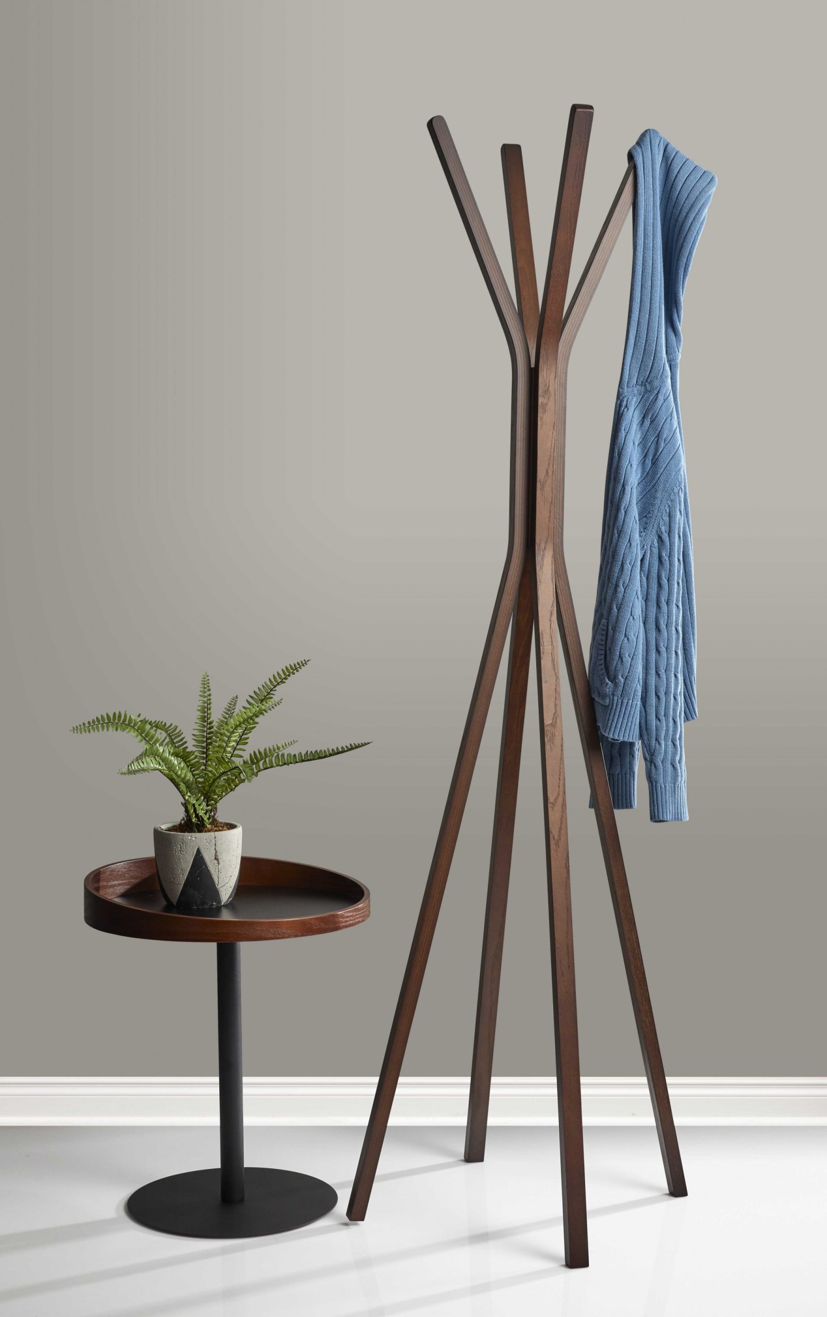 16.5" X 16.5" X 68.25" Walnut Coat Rack - Image 4