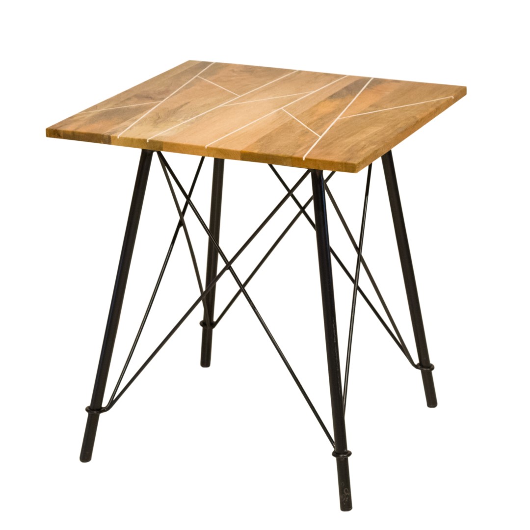 Natural Rustic Geo End Side Table - Image 2