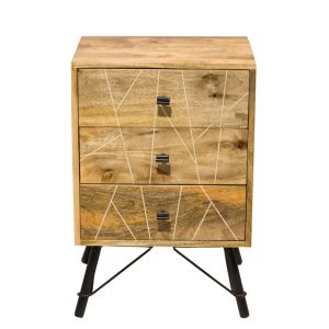 Natural Tones Mango Wood 3 Drawer Nightstand