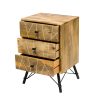 Natural Tones Mango Wood 3 Drawer Nightstand - Image 2