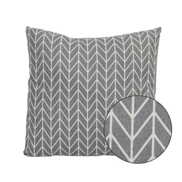 18" x 18" Grey Geo Check Polyester Throw Pillow - Image 3