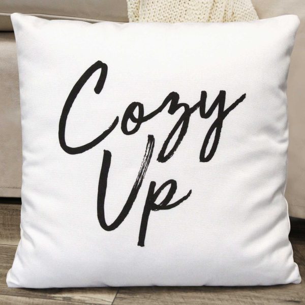 Black on White Cozy Up Sentiment Pillow - Image 4