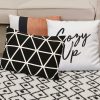 Light Coral and Black Color Block Square Pillow - Image 2