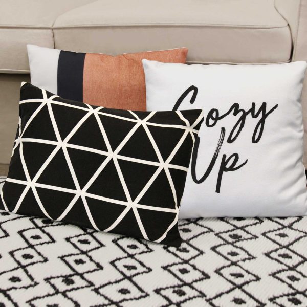 Light Coral and Black Color Block Square Pillow - Image 2