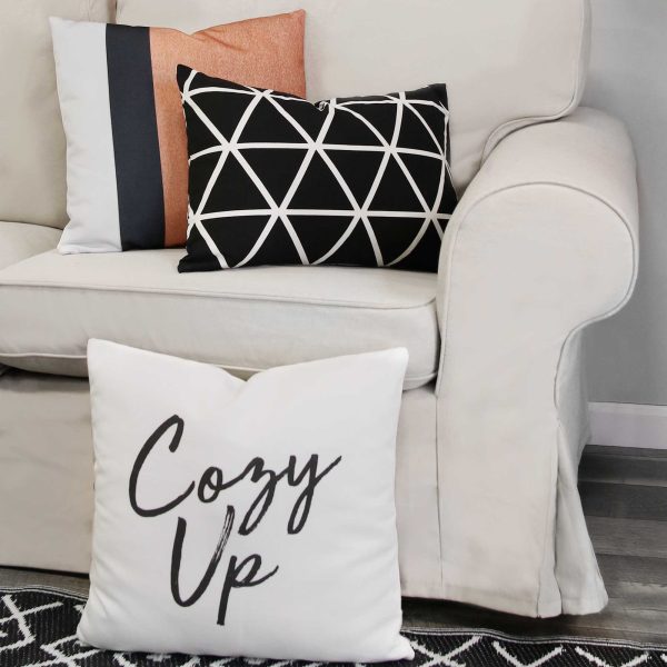 Light Coral and Black Color Block Square Pillow - Image 3