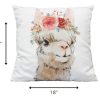 Happy Flower Llama Decorative Accent Pillow - Image 2