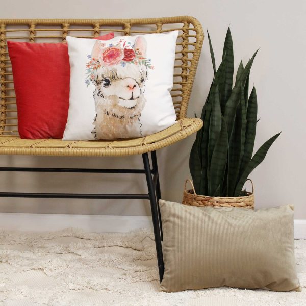 Happy Flower Llama Decorative Accent Pillow - Image 3