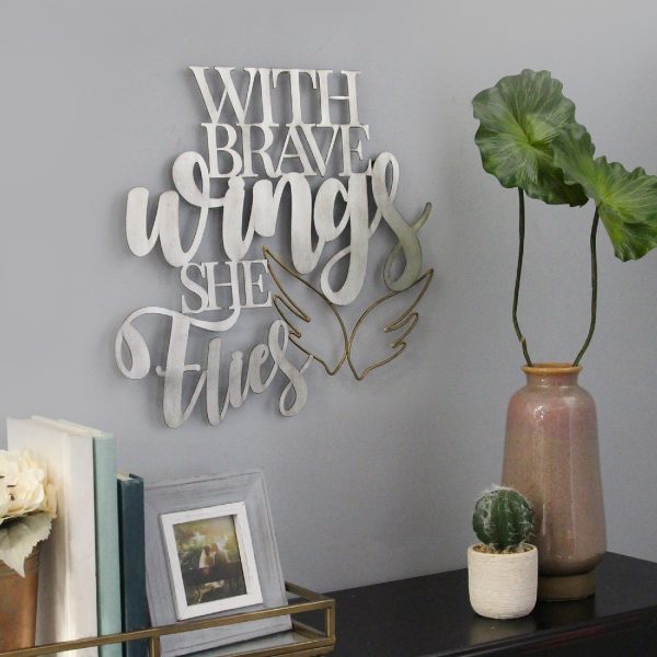 Gold Brave Wings Metal Wall Decor - Image 2