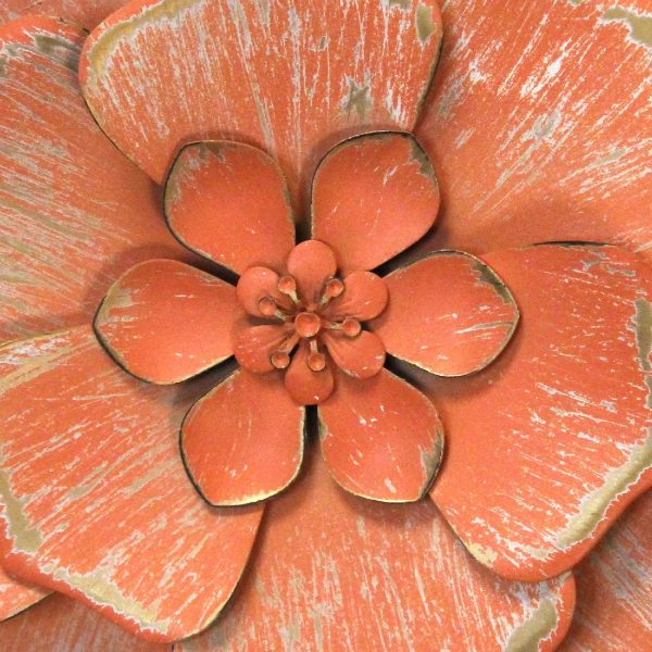 Set of 3 Distressed Stunning Tricolor Metal Flowers - Image 4