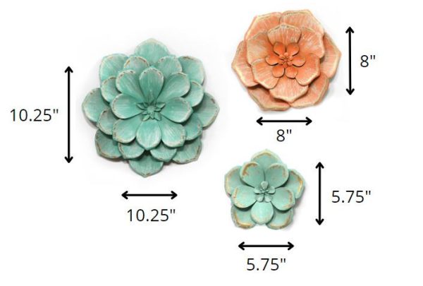 Set of 3 Distressed Stunning Tricolor Metal Flowers - Image 5