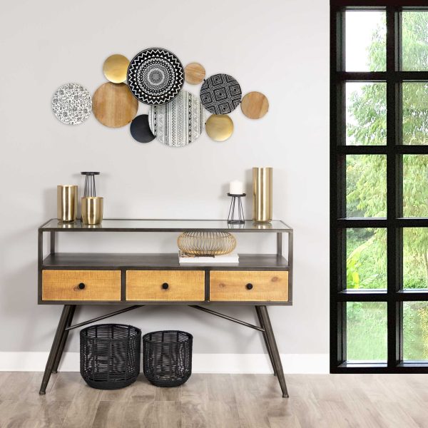 Boho Medley Metal & Wood Plates Wall Decor - Image 2