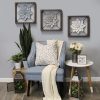 Grey Metal & Wood Framed Wall Flower - Image 2