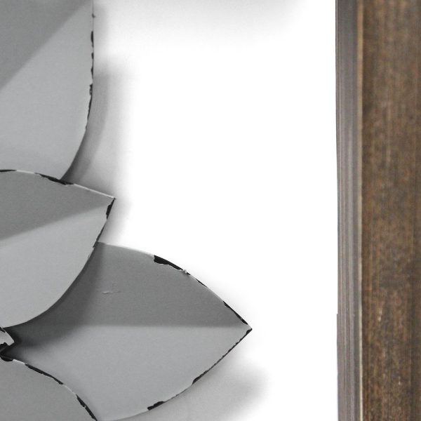 Grey Metal & Wood Framed Wall Flower - Image 3