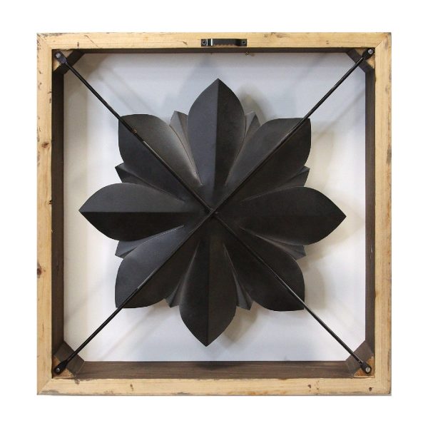 Grey Metal & Wood Framed Wall Flower - Image 4