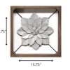 Grey Metal & Wood Framed Wall Flower - Image 5