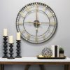 Oversized Vintage Style Metal Wall Clock  Black  Gold Numerals - Image 2