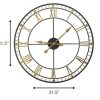 Oversized Vintage Style Metal Wall Clock  Black  Gold Numerals - Image 4