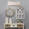 Distressed White Metal Wreath Wall Decor - Image 2