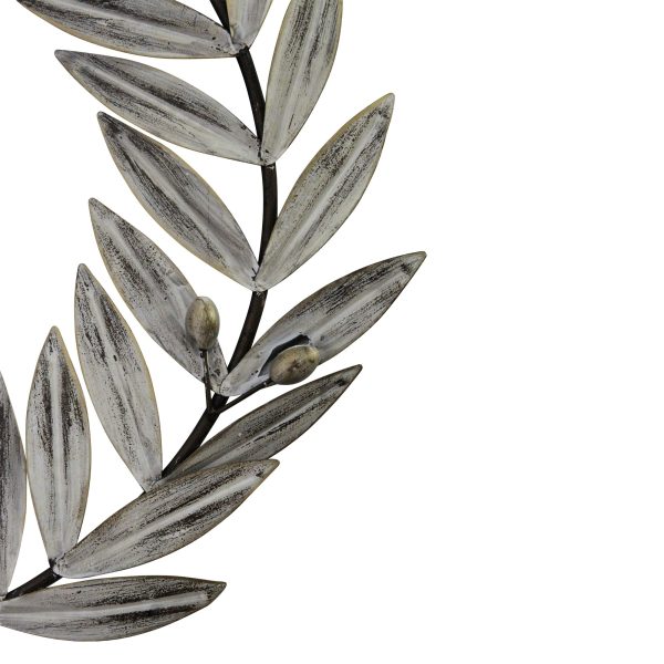Distressed White Metal Wreath Wall Decor - Image 3