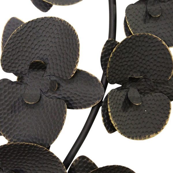 Matte Black & Gold Metal Orchids Wall Decor - Image 3