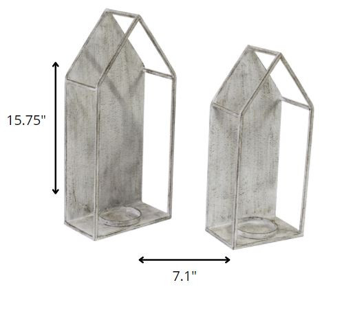 Set of 2 Farmhouse Style Distressed Metal Candleholders - Image 5