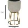 Faux Cement and Golden Metal Decorative Plant Stand - Image 4