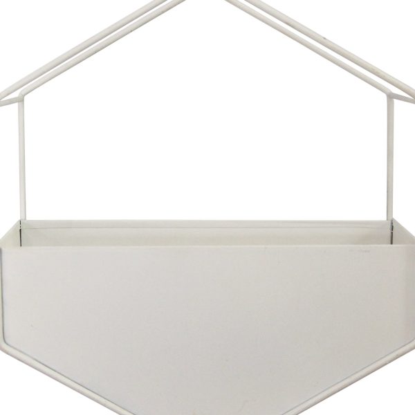 Modern White Metal Hexagonal Hanging Wall Planter - Image 3