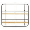 S 2 Farmhouse Wood Shelves with Black Metal Frame