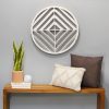 Modern Scandinavian Inspired White Wood Medallion Wall Decor - Image 2